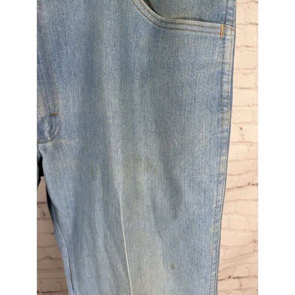 VTG Wrangler Light Wash Distressed Blue Denim Wide Leg Men’s Jeans (36 X 29) - Picture 9 of 16
